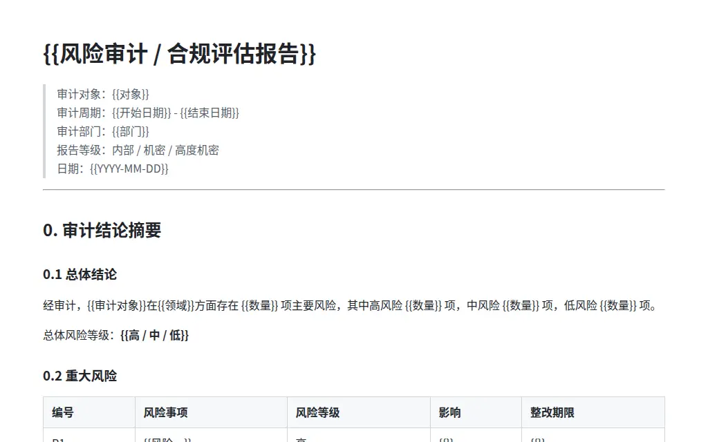 风险审计风合规报告 的作品预览